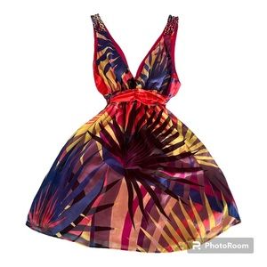 🍍Exotic Palm Frawn Cocktail Mini Dress 🥥